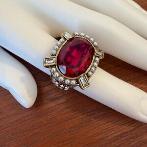 NEW Heidi Daus Bold and Beautiful Siam Ruby Red Statement Ring